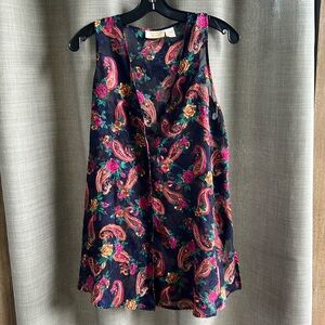 VIntage Gold Label Victoria's Secret semi sheer paisley and rose sleeveless top